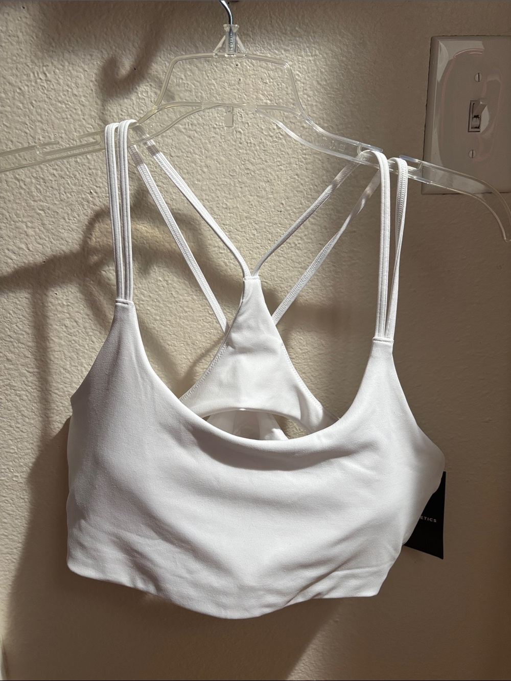 Fabletics White Strappy Sports Bralette with Pads L NWT